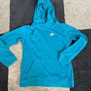Nike Teal Blue Pullover Hoodie with White Swoosh